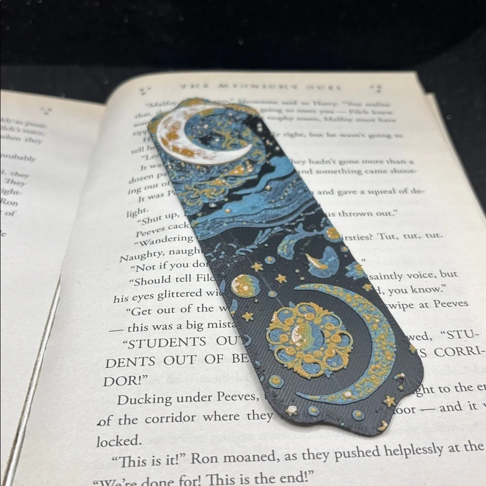 Celestial Themed Bookmark with Moon and Stars - Picture 2 of 4